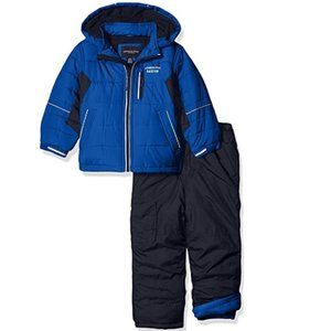 NWD London Fog Boy s 2 Piece Hooded Winter Snowsuit Blue Size S/4 $125 3D93